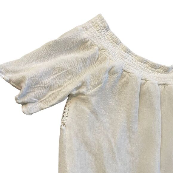 MISS ME Cropped White Blouse Size Large - Picture 6 of 7
